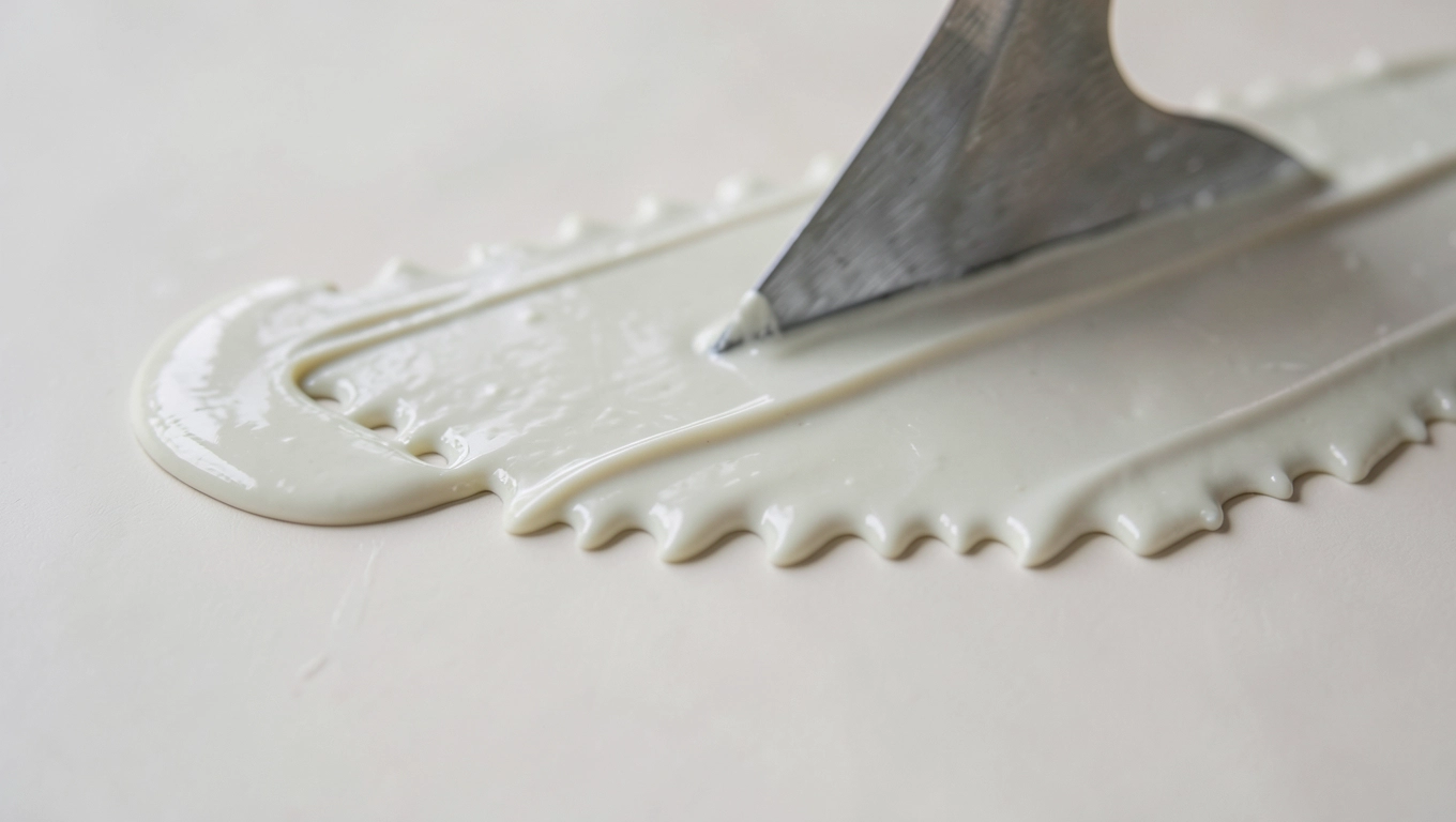 Aplikacja kleju do wykładzin dywanowych szpachlą