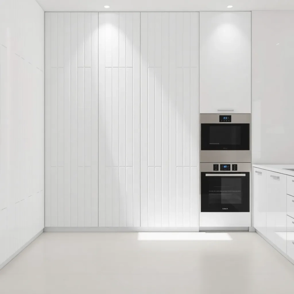 Białe lamele w kuchni