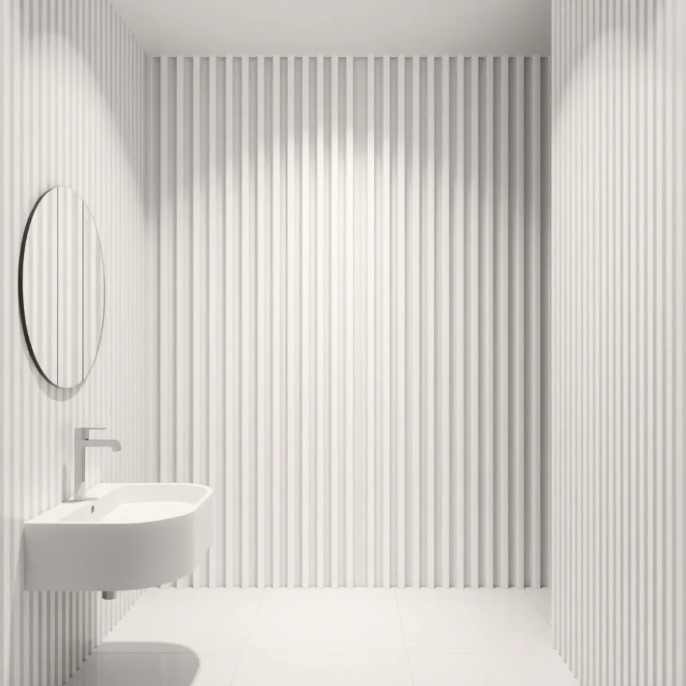 Białe lamele w łazience