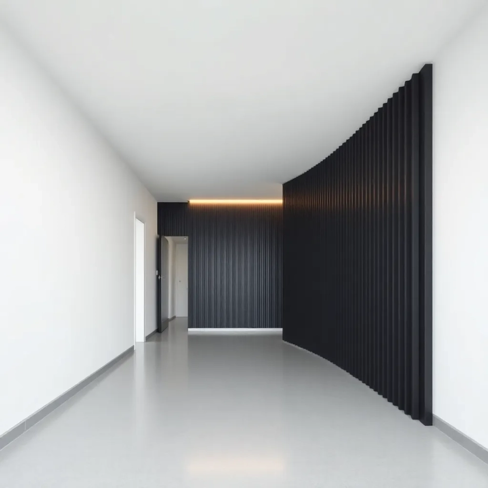 Czarne lamele w przedpokoju