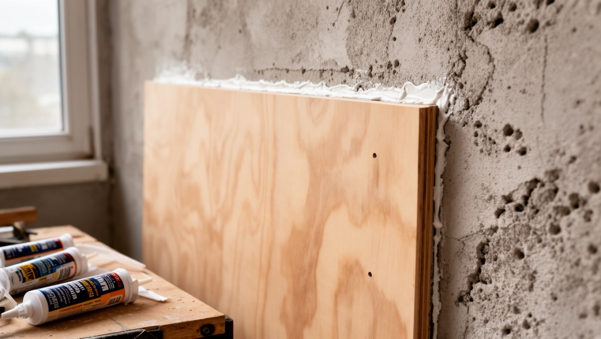 czym przykleić sklejkę do ściany