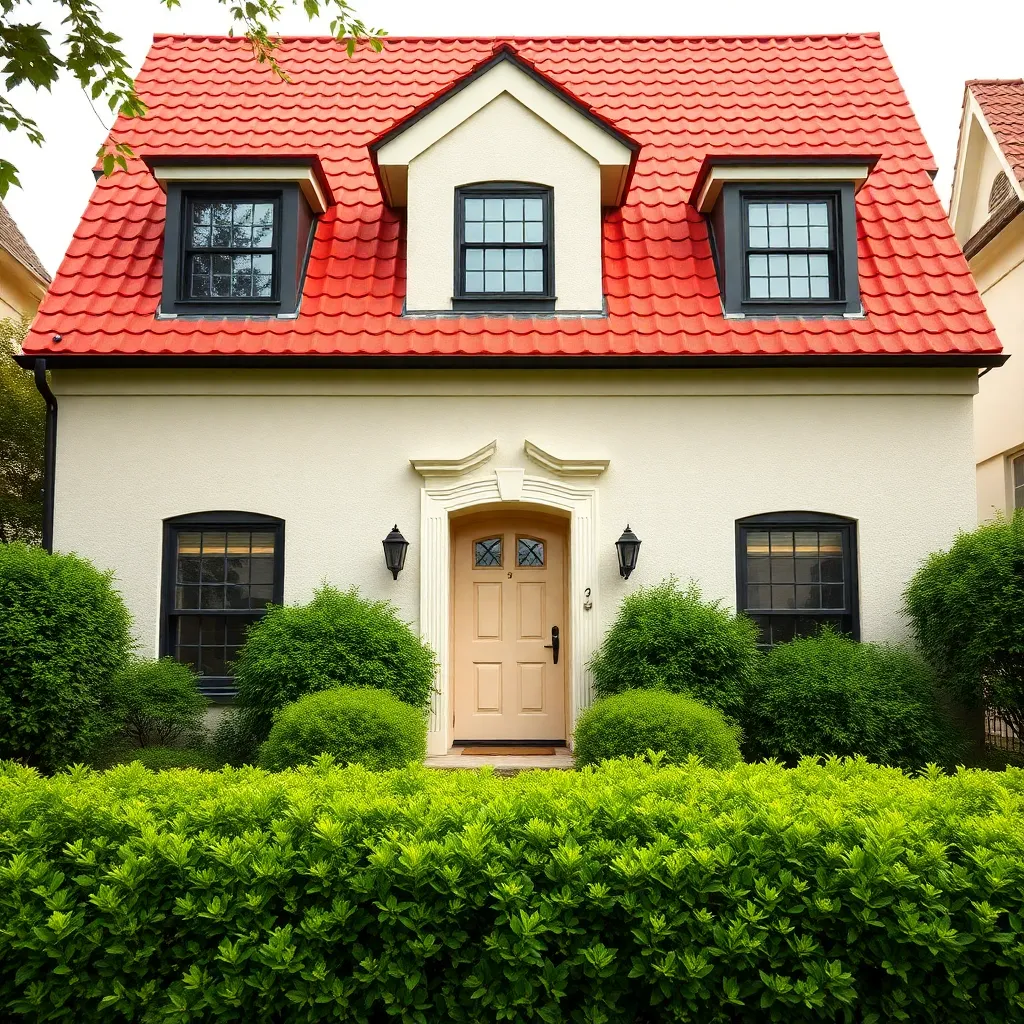 Dom z czerwonym dachem elewacja