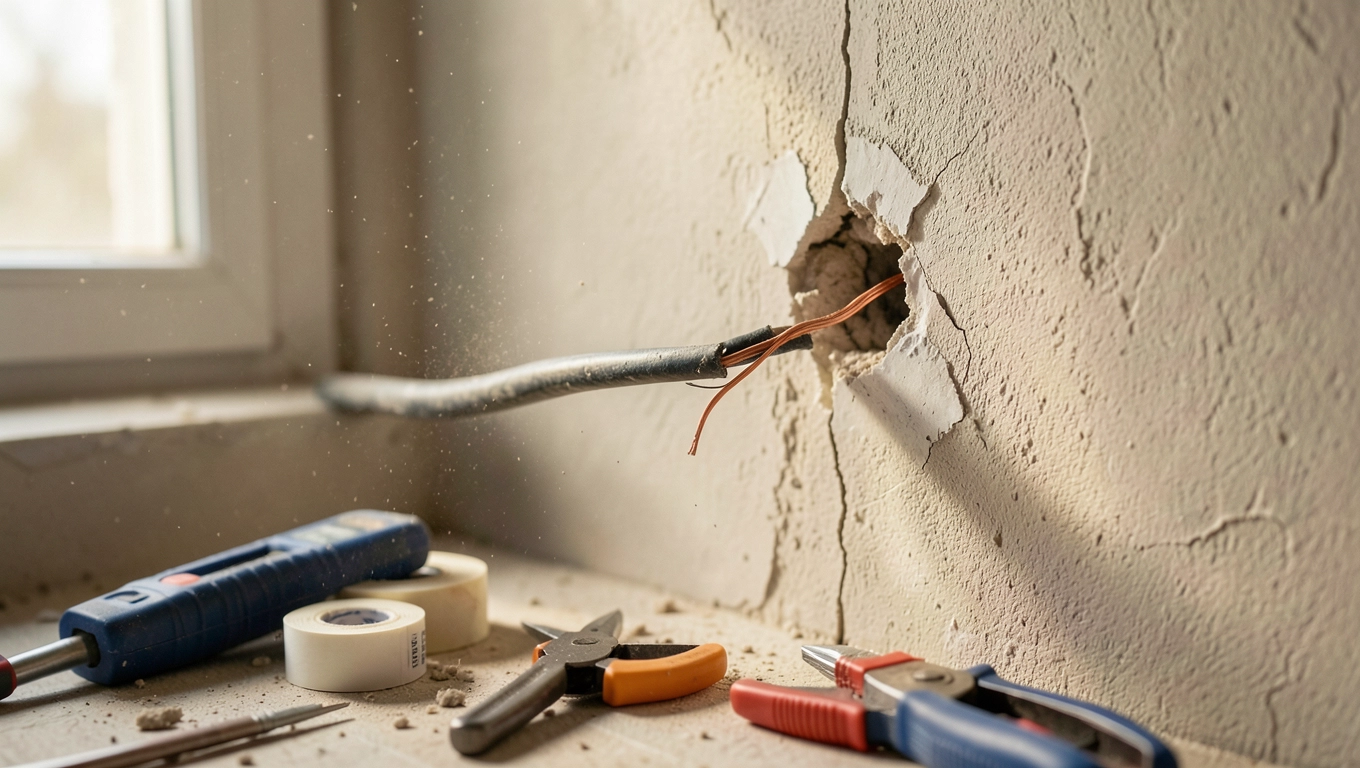 Elektryk czy samodzielna naprawa po przewierceniu kabla