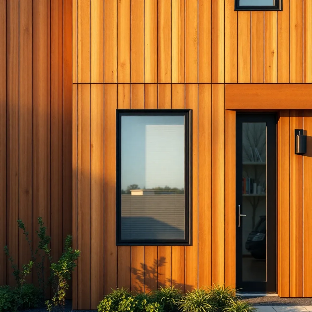 Elewacja domu z elementami drewna