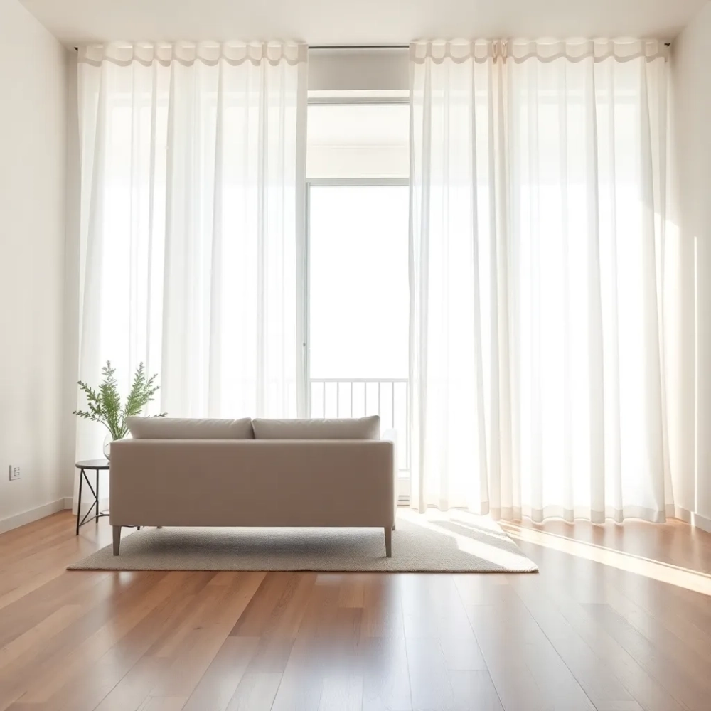 Firany panele do salonu z balkonem