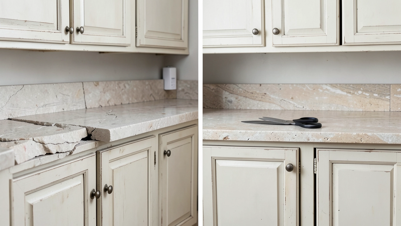 Fornir kamienny vs naturalny kamień na blat