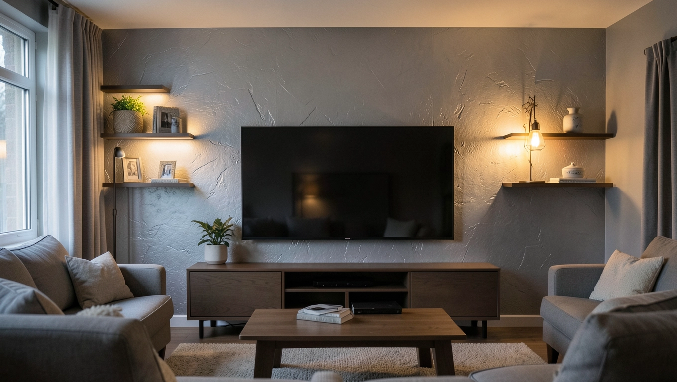 Fornir Silver Grey na ściany salonu