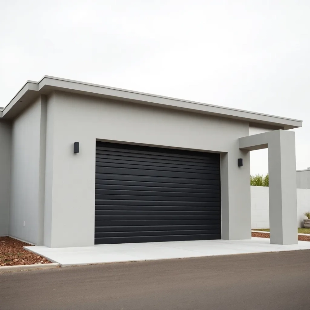 Garaż tynkowany z wiatą