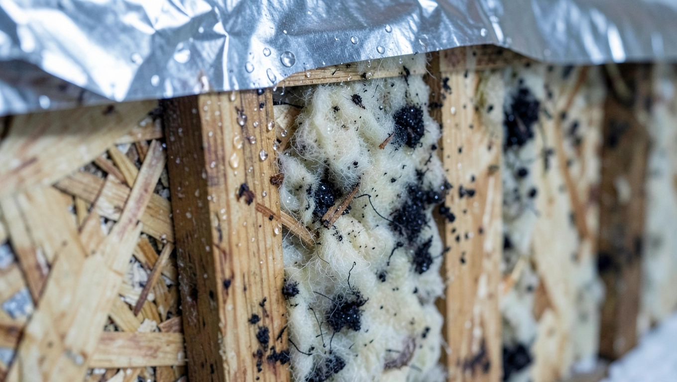 Kondensat pod folią paroizolacyjną przy OSB