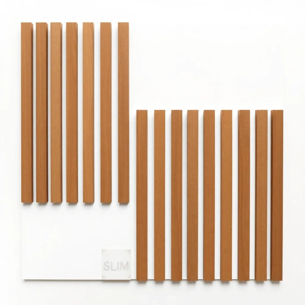 Lamele SLIM na białej płycie