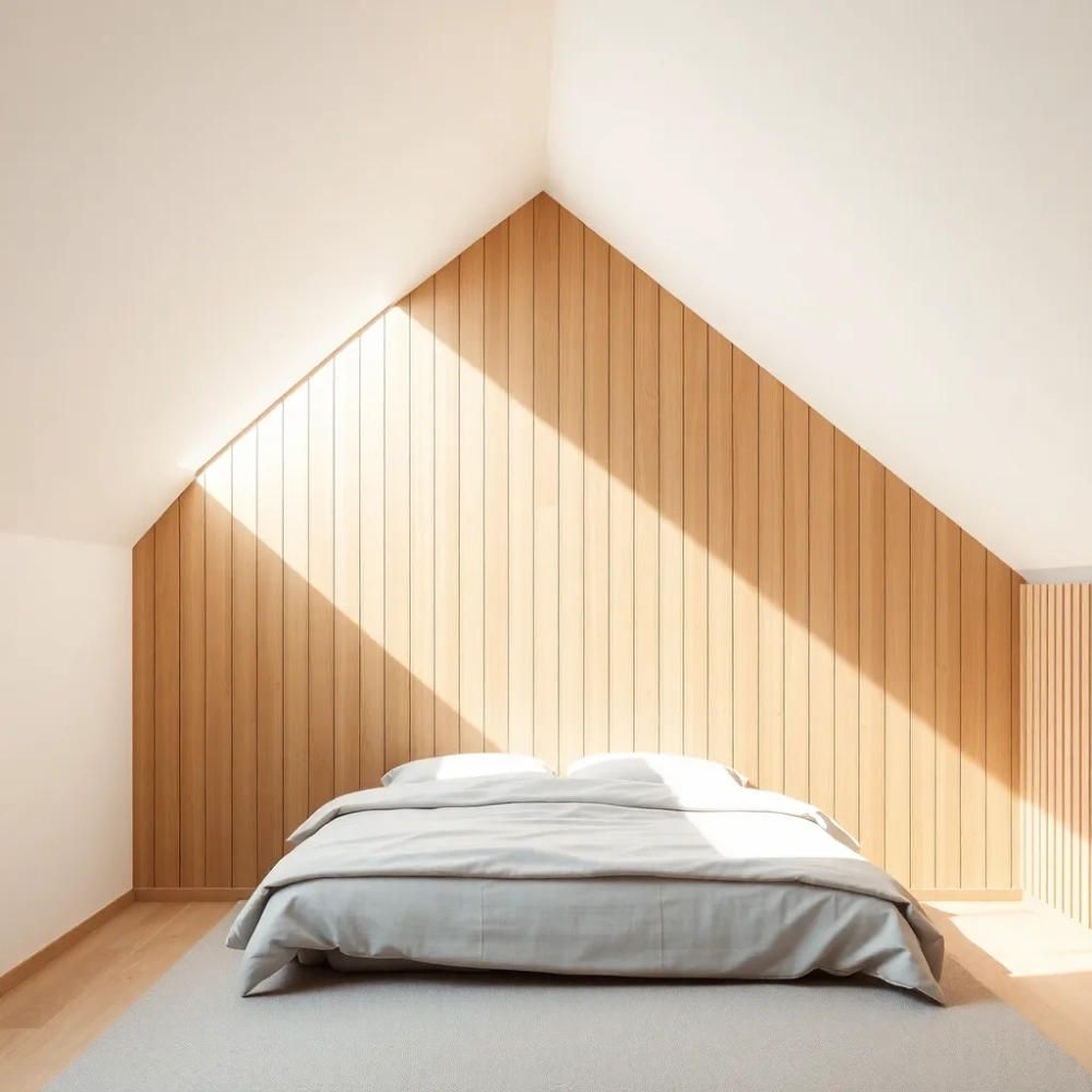 Lamele w sypialni że skosem