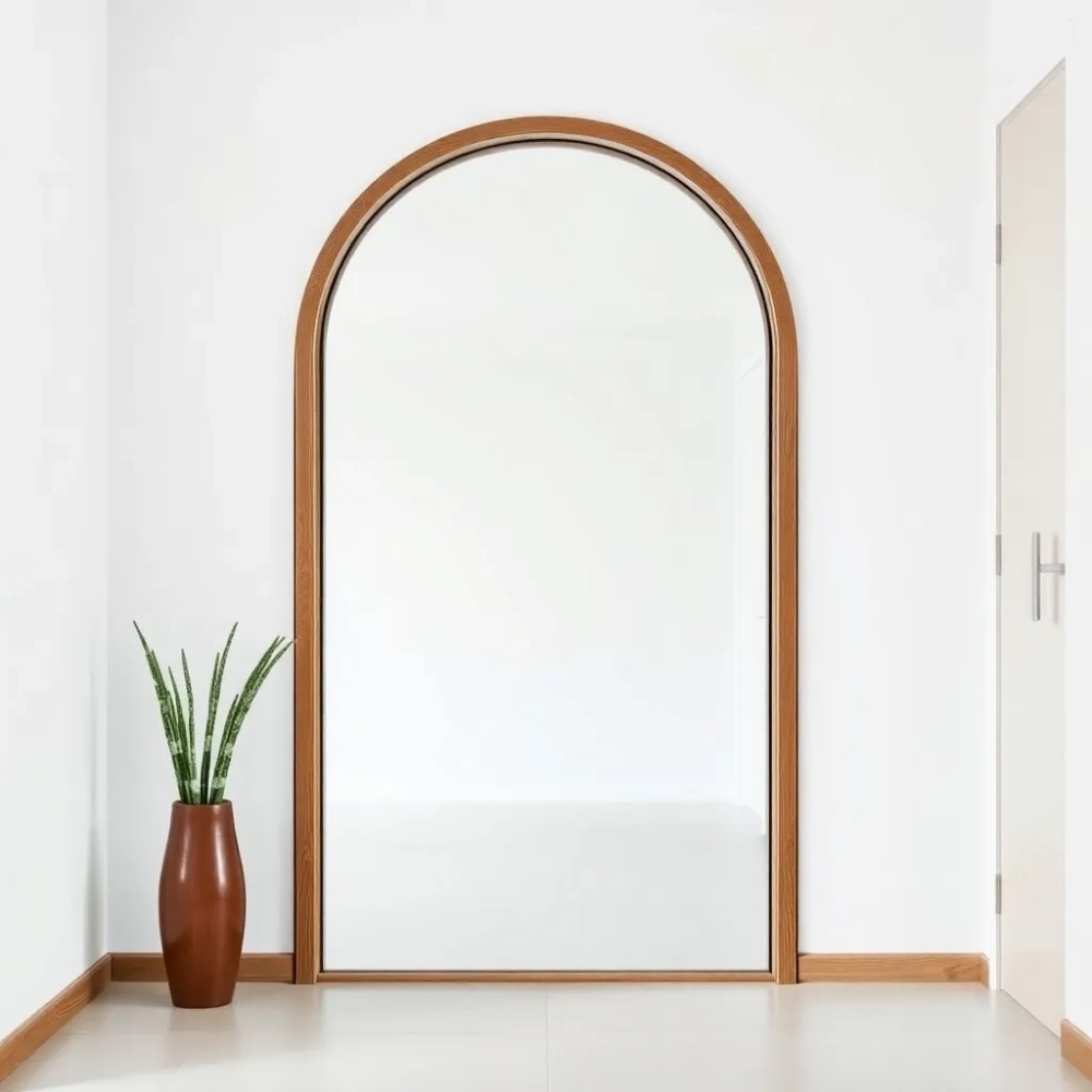 Lustro półokrągłe do przedpokoju z lamelami