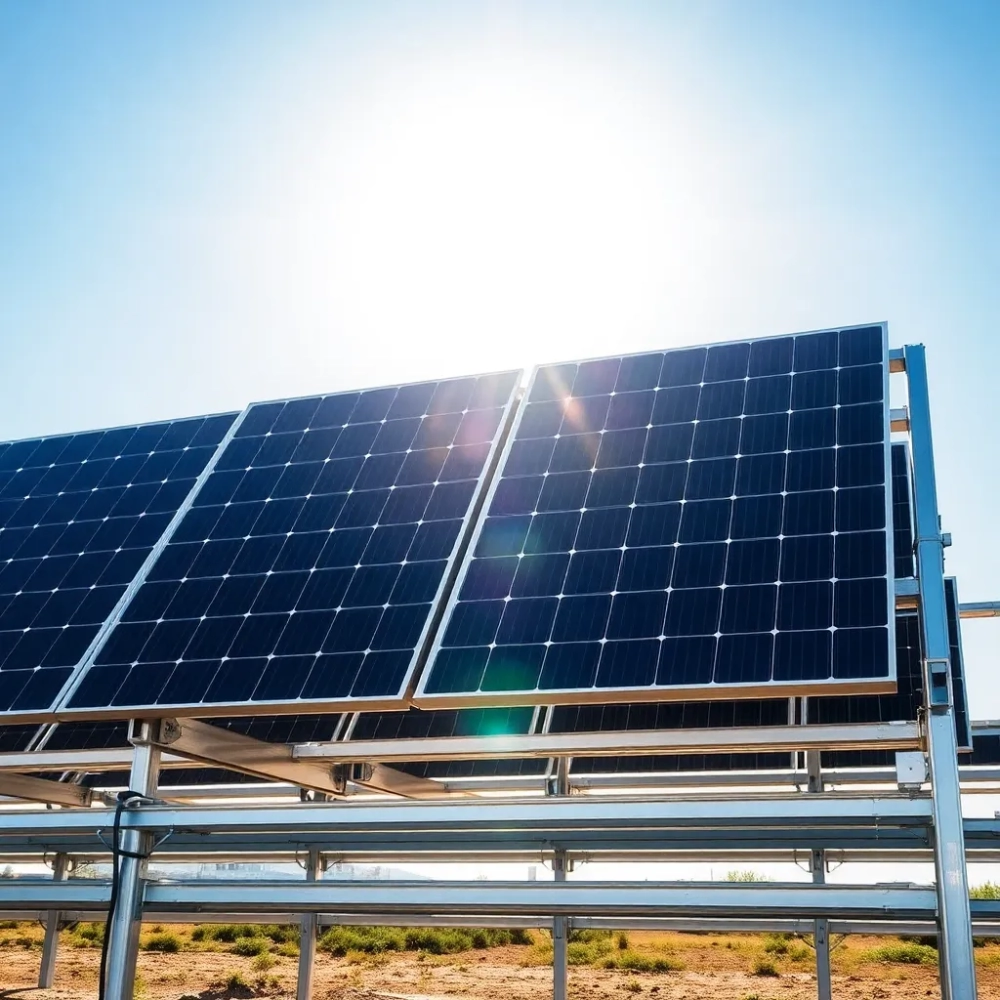 Montaż paneli fotowoltaicznych na stelażu