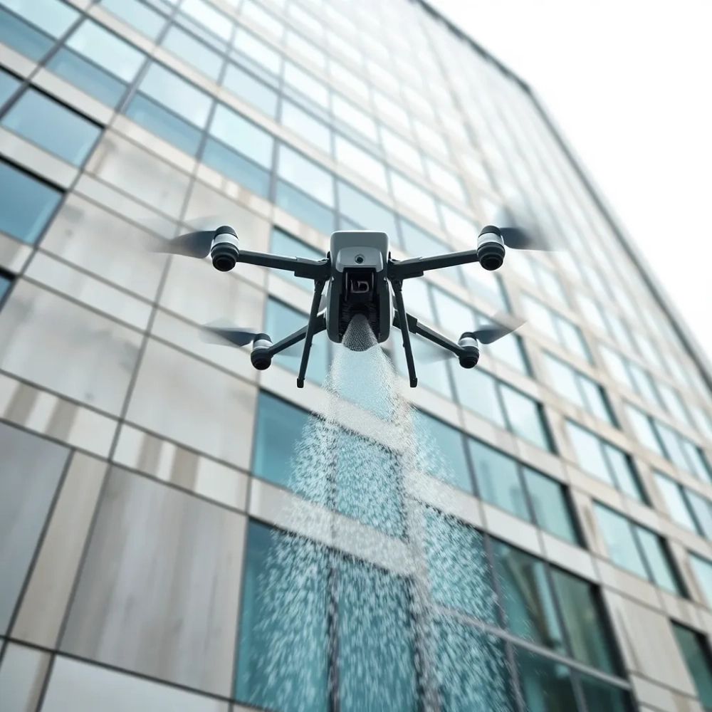 Mycie elewacji dronem