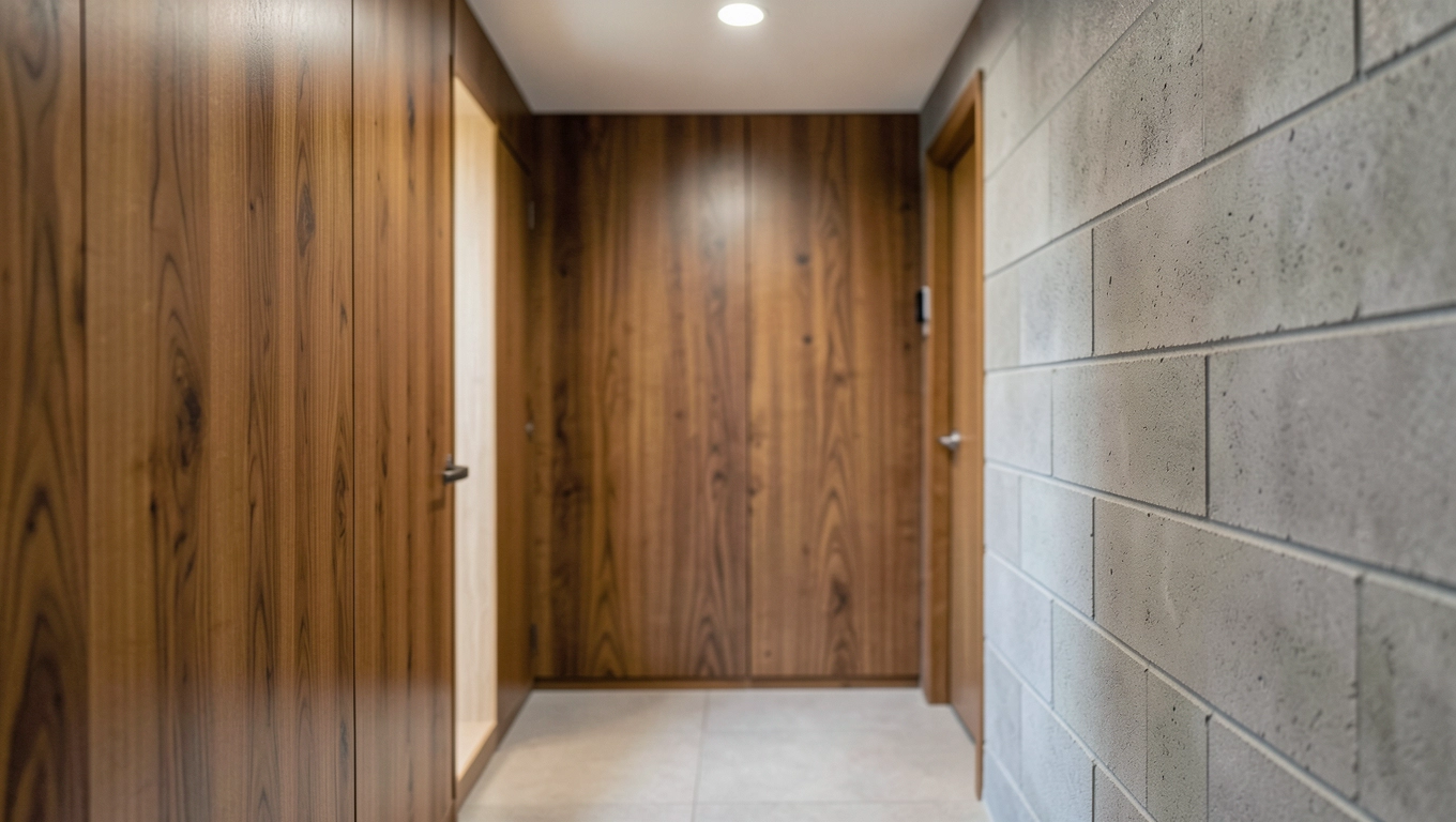 Naturalny fornir w aranżacji korytarza