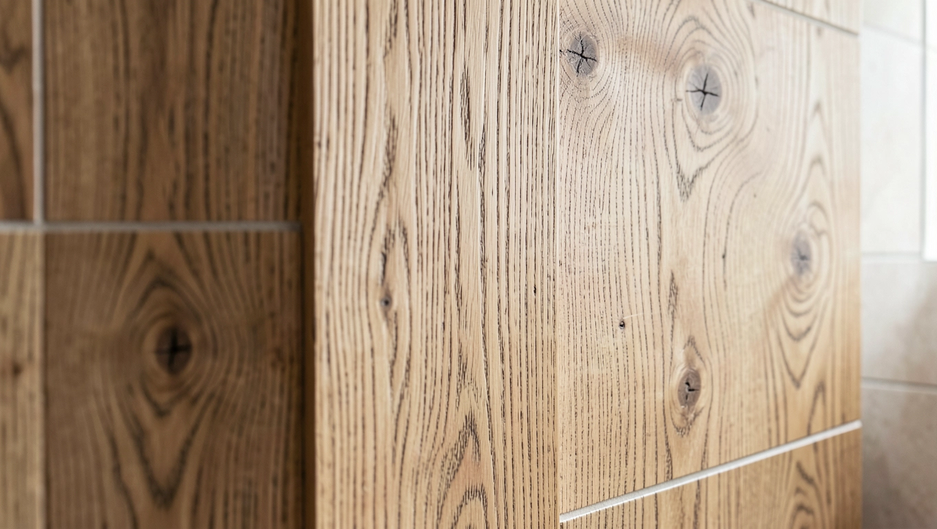 Niepowtarzalny fornir w panelach łazienkowych