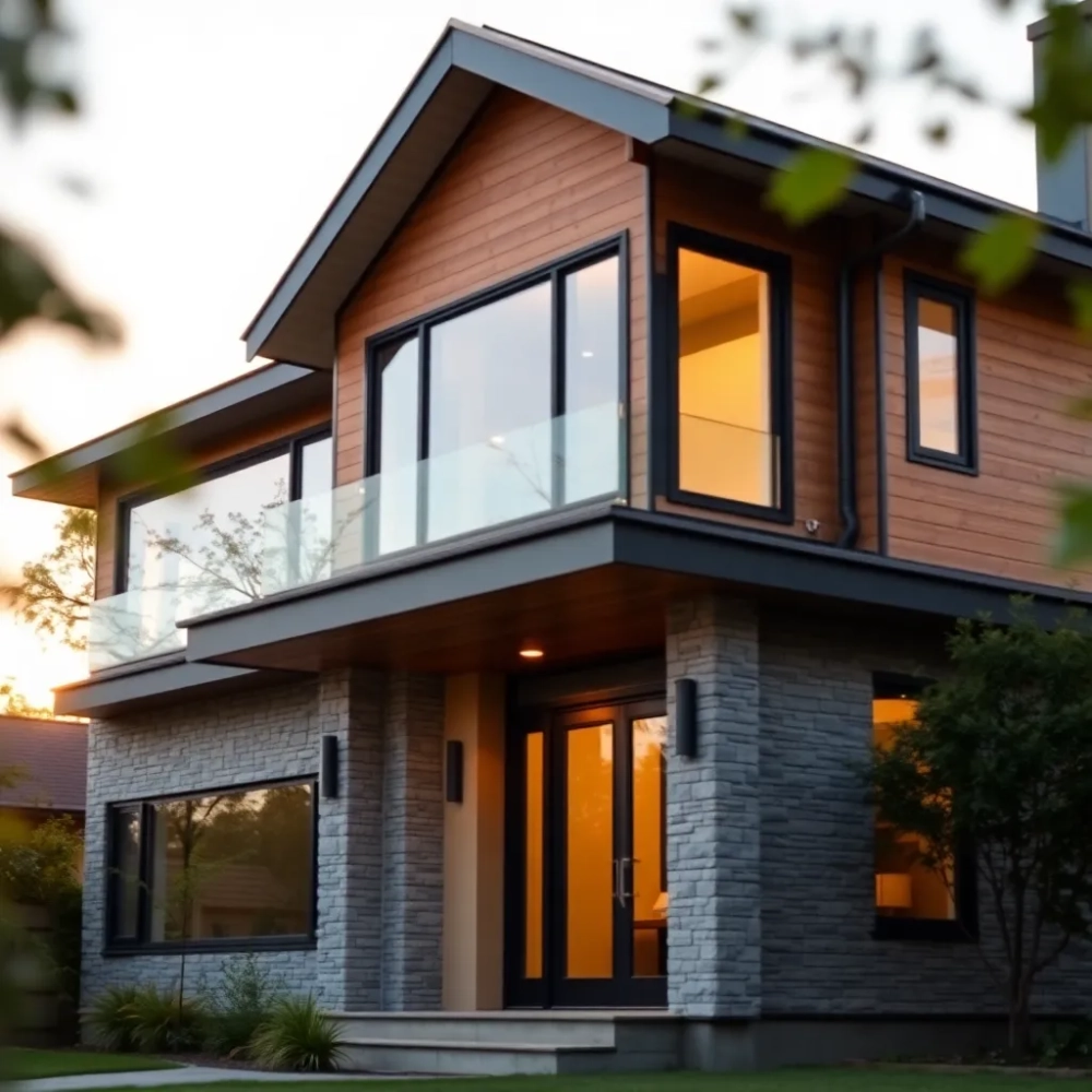 Nowoczesną elewacją domu z poddaszem