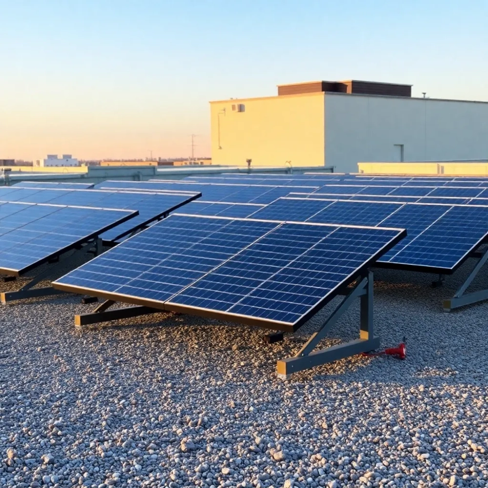 Panele fotowoltaiczne montaż na dachu płaskim