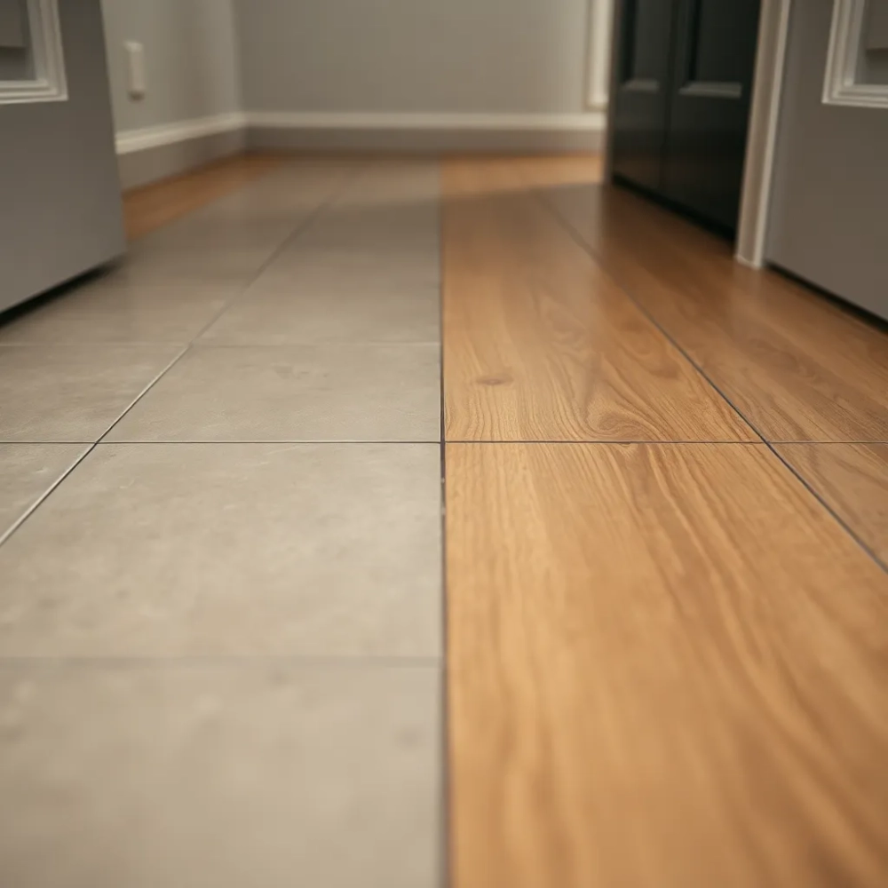 Połączenie płytek z panelami w drzwiach