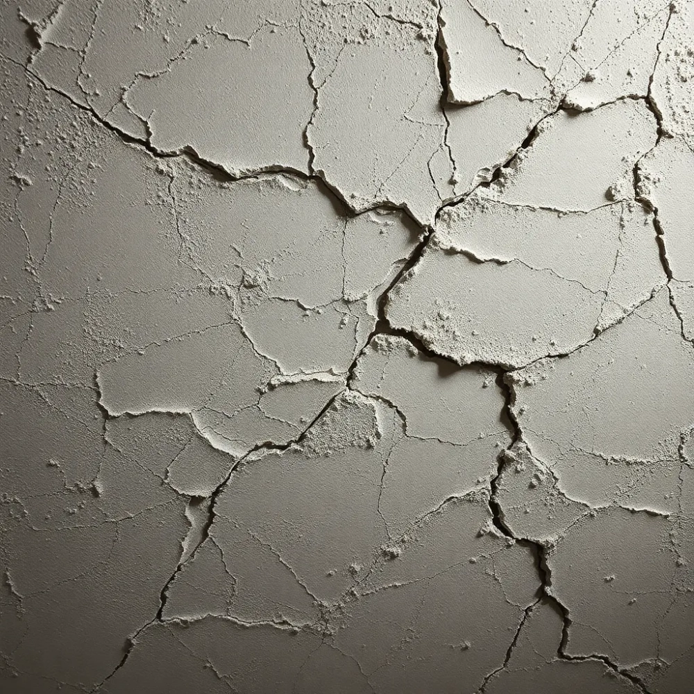 Popękany tynk na stropie teriva