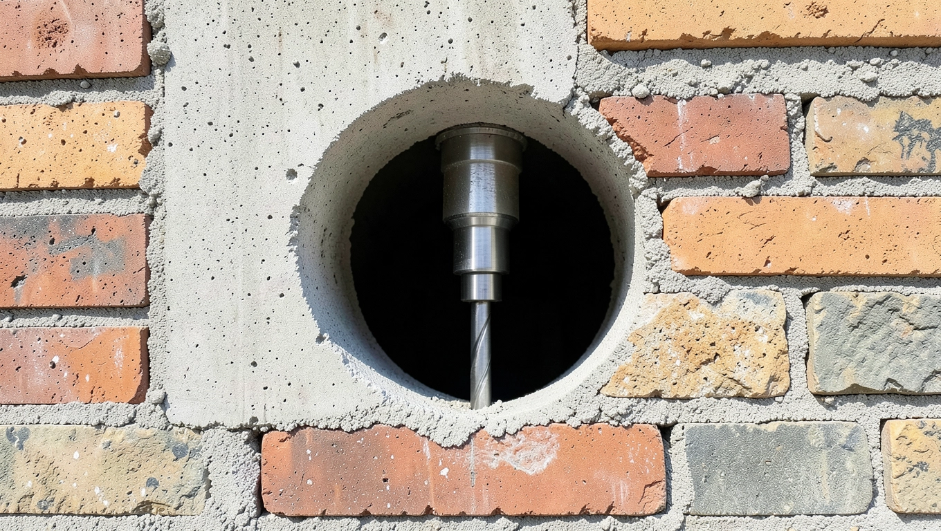 Przewiert pod wentylację w betonie, cegle i kamieniu