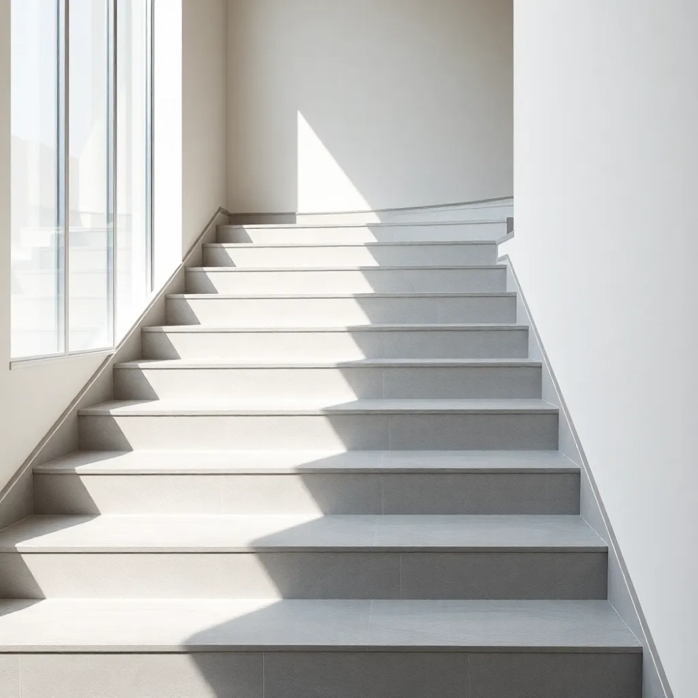 Schody z płytek z listwami