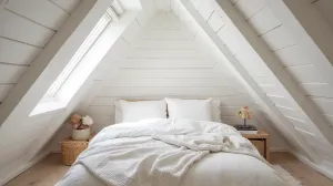 biała boazeria na poddaszu