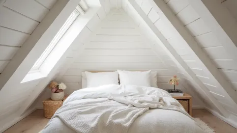 biała boazeria na poddaszu