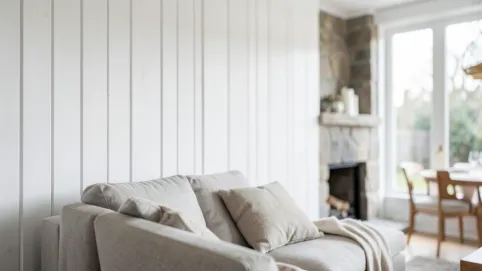 biała boazeria na ścianie