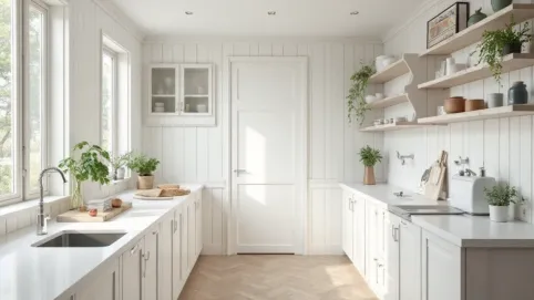 biała boazeria w kuchni