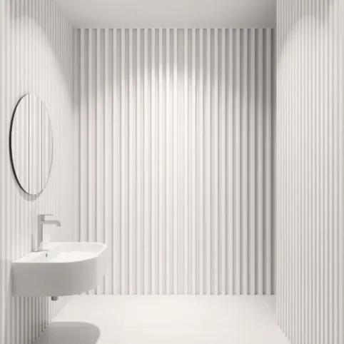 Białe lamele w łazience