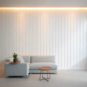 Białe lamele w salonie