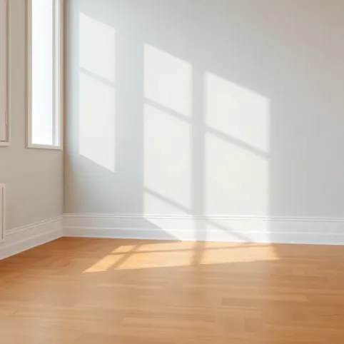 Białe listwy przypodłogowe w salonie