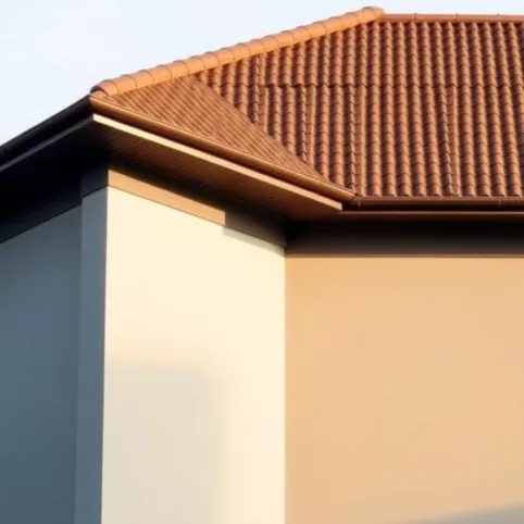 brązowy dach szara elewacja