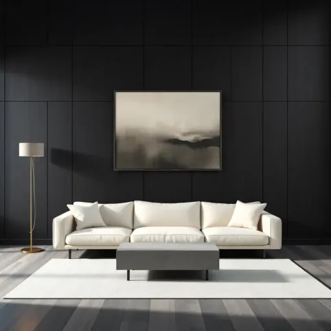 Ciemne panele w salonie