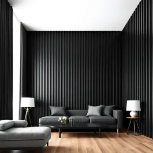 Czarne lamele w salonie