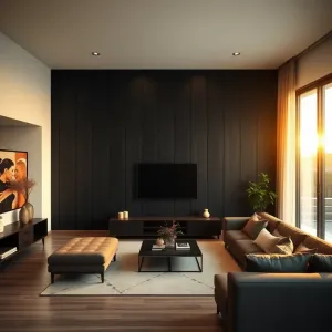 Czarne lamele w salonie aranżacje