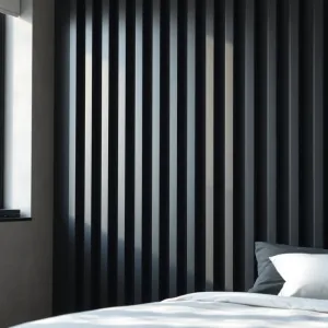 Czarne lamele w sypialni