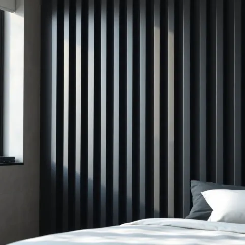 Czarne lamele w sypialni