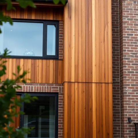 Drewniana Elewacja Na Murowanym Domu