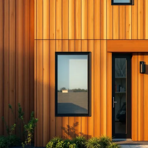 Elewacja domu z elementami drewna