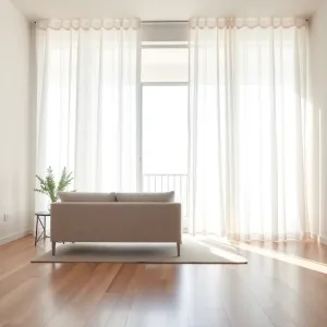 Firany panele do salonu z balkonem