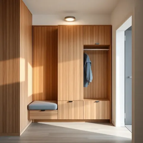 Garderoba do przedpokoju z lamelami