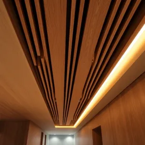 Lamele na suficie w korytarzu