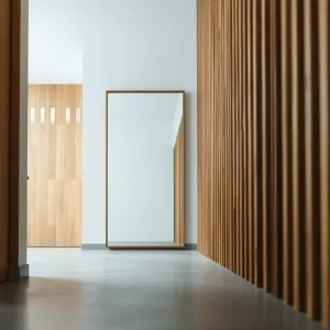 Lamele w przedpokoju z lustrem