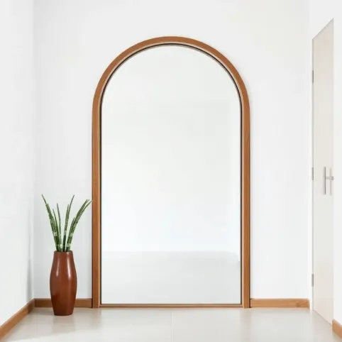 Lustro półokrągłe do przedpokoju z lamelami