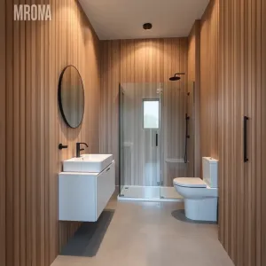 Mała łazienka z lamelami