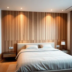 Nowoczesna sypialnia z lamelami