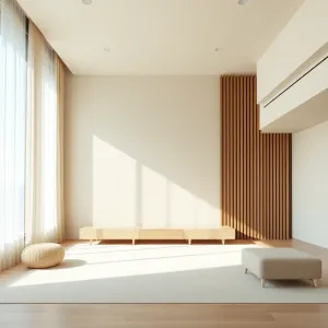 Nowoczesny salon z lamelami