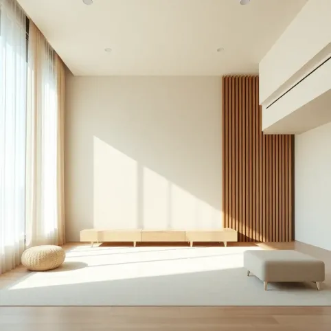 Nowoczesny salon z lamelami